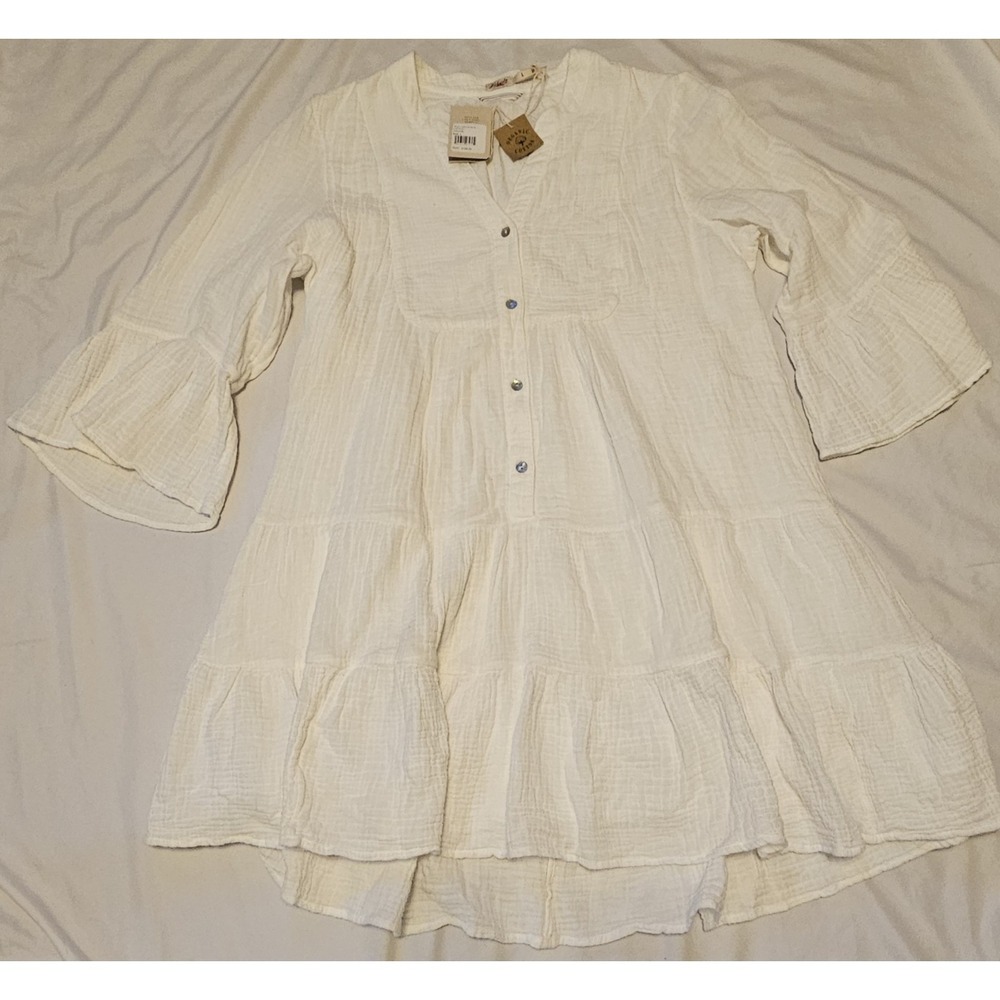 NWT Faherty Organic Cotton Dream Cotton Gauze Kasey Dress White Size Large